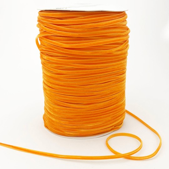 Tiny Velvet Ribbon Trim in Orange ~ 1/8" wide