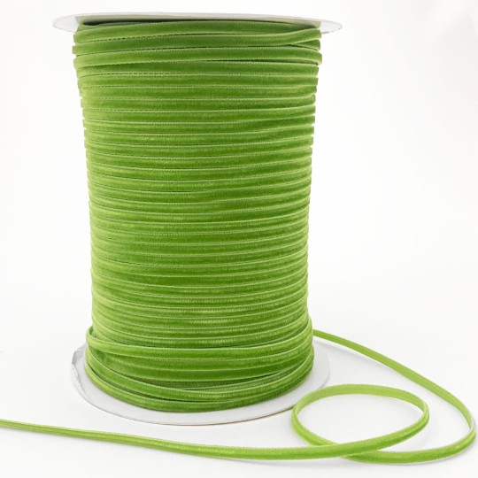 Tiny Velvet Ribbon Trim in Spring Green ~ 1/8" wide