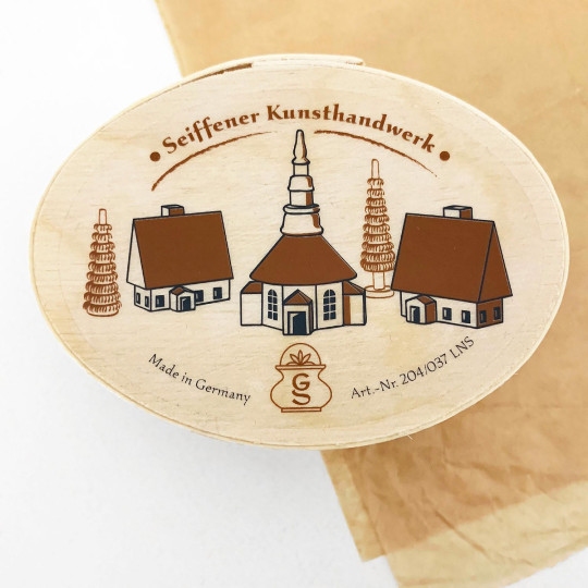 Wooden Seiffen Village in Shaved Wood Box ~ Made in Erzgebirge Germany 