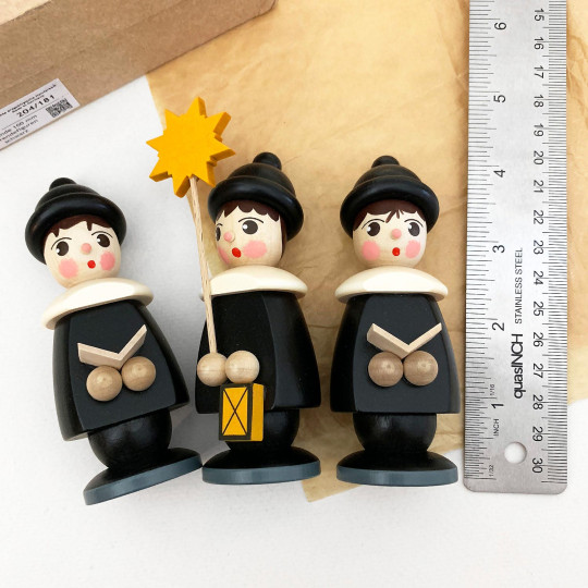 Set of 3 Wooden Carolers in Black ~ Made in Erzgebirge Germany 