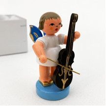 Wooden Angel with Cello Made in Erzgebirge Germany ~ Blue Wings