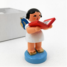 Wooden Angel with Songbook Made in Erzgebirge Germany ~ Blue Wings