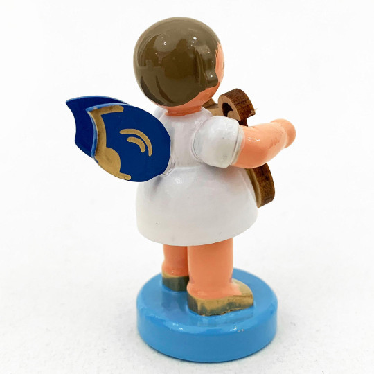Wooden Angel with Lyre Made in Erzgebirge Germany ~ Blue Wings