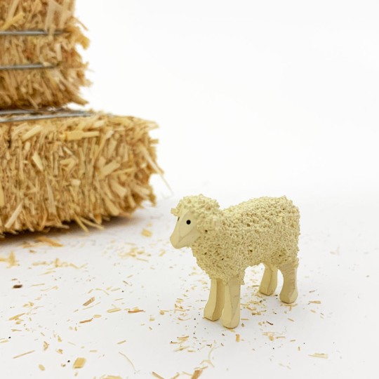 Miniature Handpainted Wooden Sheep ~ 1" ~ Made in Erzgebirge Germany 