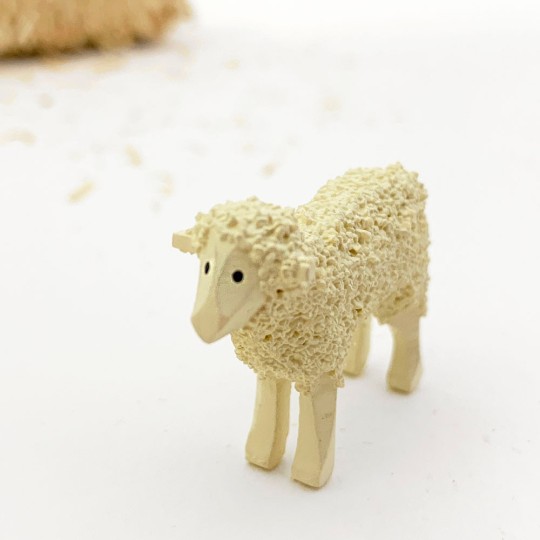 Miniature Handpainted Wooden Sheep ~ 1" ~ Made in Erzgebirge Germany 