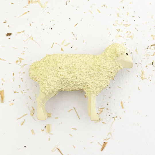 Miniature Handpainted Wooden Sheep ~ 1" ~ Made in Erzgebirge Germany 
