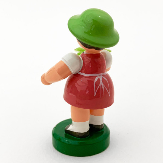 Wooden Flower Girl with Pink Dress and White Flower ~ Blumenkind Made in Erzgebirge Germany 