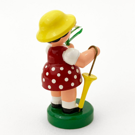 Wooden Flower Girl with Umbrella ~ Blumenkind Made in Erzgebirge Germany 