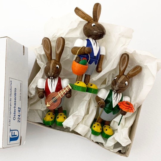 Wooden Easter Bunny Trio ~ Set of 3 ~ Made in Erzgebirge Germany 
