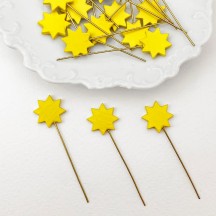 Miniature Wooden Yellow Star on Stick ~ Made in Erzgebirge Germany ~ Repair Supply