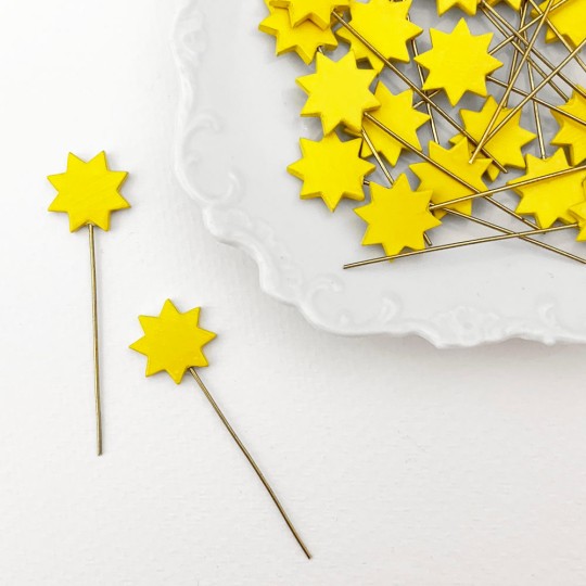 Miniature Wooden Yellow Star on Stick ~ Made in Erzgebirge Germany ~ Repair Supply