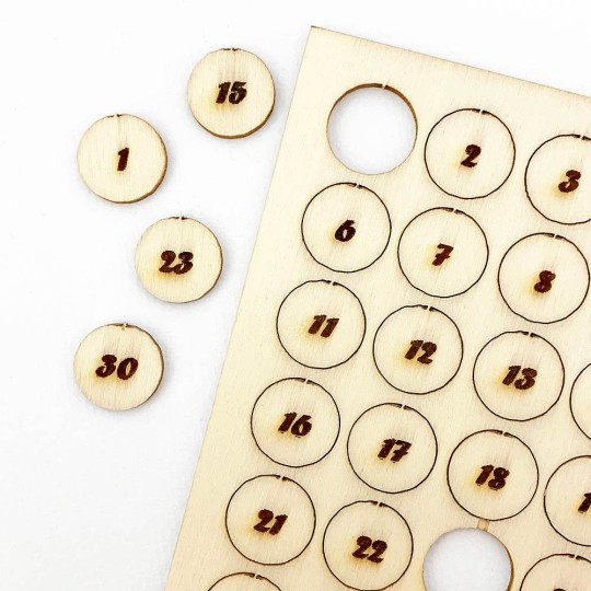 Wooden Numbered Circles for Advent Crafts
