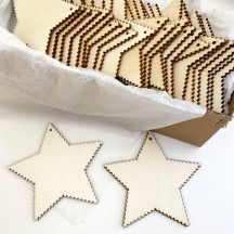 Wooden Scalloped Star Ornaments ~ Set of 3