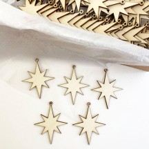 Small Wooden Star Ornaments ~ Set of 5