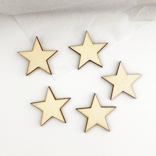 Petite Wooden Stars ~ Set of 5