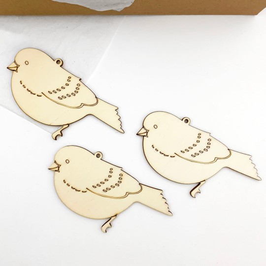 Wooden Bird Ornaments ~ Set of 3