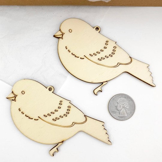 Wooden Bird Ornaments ~ Set of 3