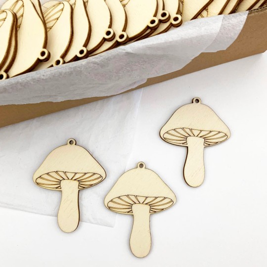 Wooden Mushroom Ornaments ~ Set of 3