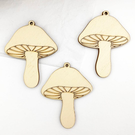 Wooden Mushroom Ornaments ~ Set of 3