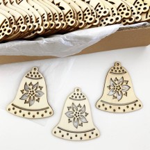Wooden Poinsettia Bell Ornaments ~ Set of 3