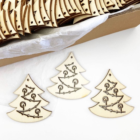 Wooden Christmas Tree Ornaments ~ Set of 3