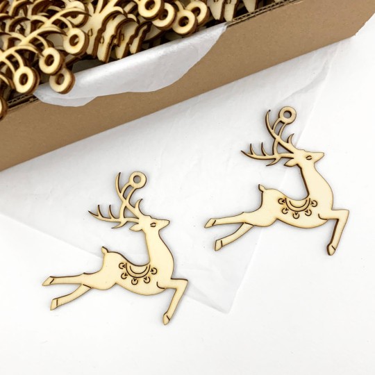Wooden Deer Ornaments ~ Set of 3