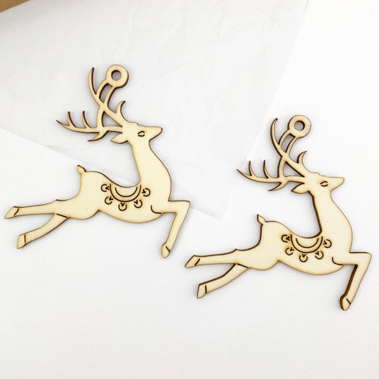Wooden Deer Ornaments ~ Set of 3