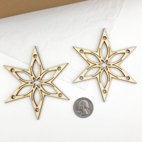 Wooden Scrolled Star Ornaments ~ Set of 3