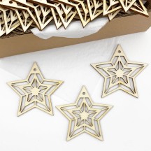Wooden Classic Openwork Star Ornaments ~ Set of 3