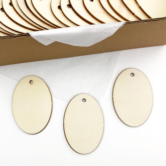 Wooden Oval Tags or Ornaments ~ Set of 5