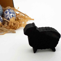 Black Sheep Handmade Wooden Figure from Sweden