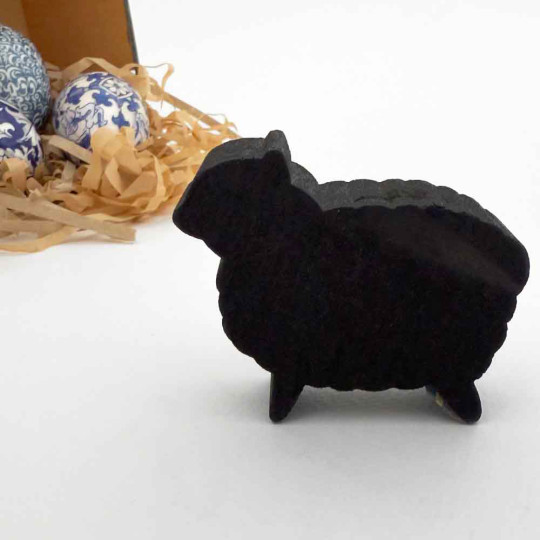Black Sheep Handmade Wooden Figure from Sweden