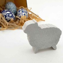 White Sheep Handmade Wooden Figure from Sweden