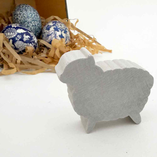 White Sheep Handmade Wooden Figure from Sweden