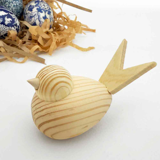 Handmade Natural Wood Bird from Sweden