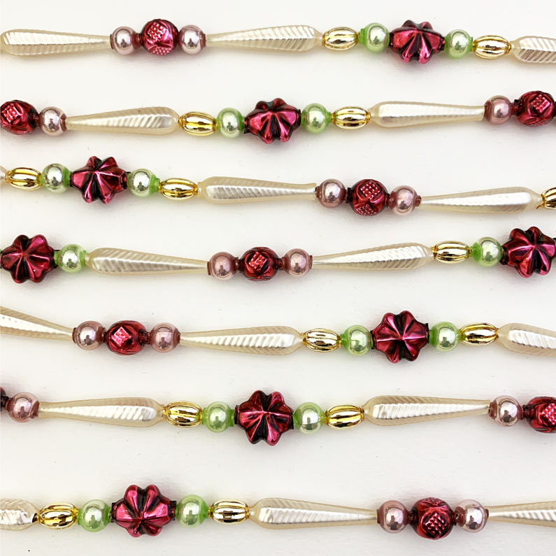 20 Beads Multicolor Faceted Geometric Bauble Shiny Czech Glass Garland Beads Hand Blown Christmas Garland Strand from Europe