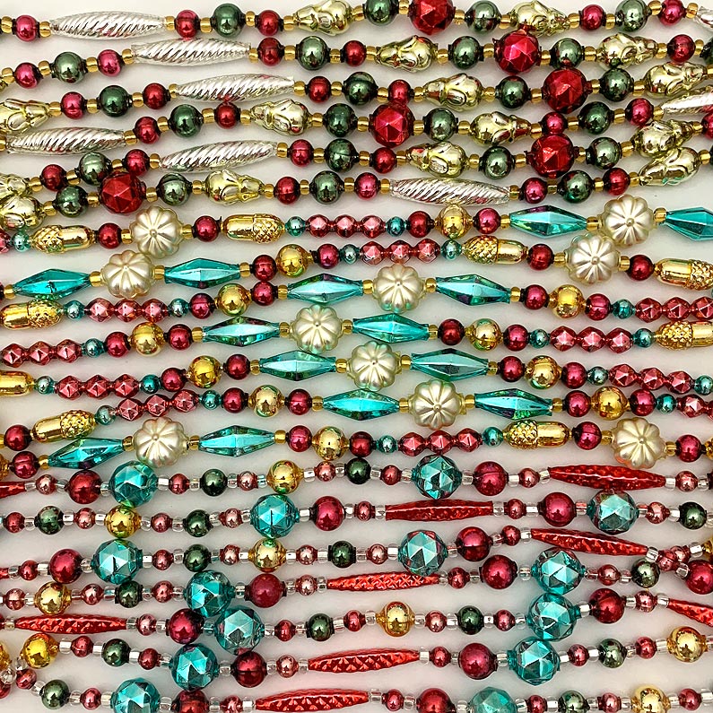 Vintage Style Bronze Gold Pink Glass Bead Christmas Garland 72” Beads 6’ 